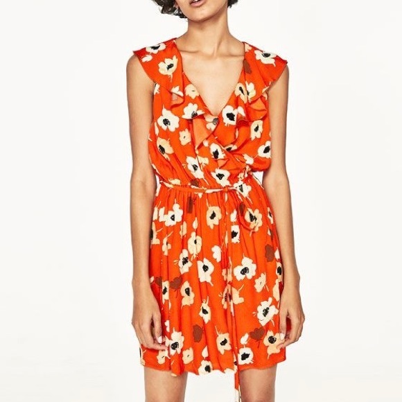 Zara | Dresses | Zara Floral Print Crossover Dress | Poshmark